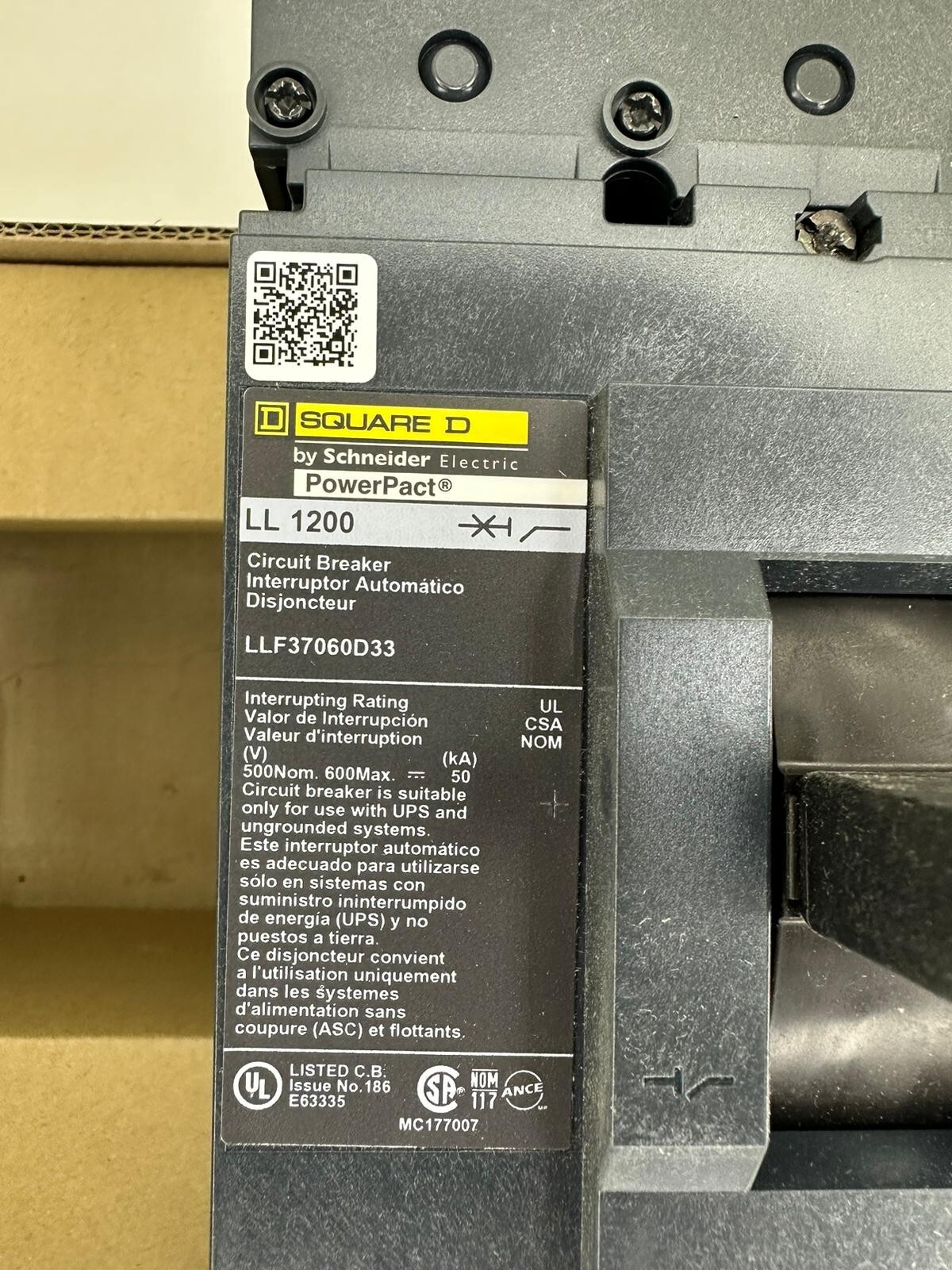 Schneider electric Square D LL 1200 Circuit breaker LLF37060D33 600A