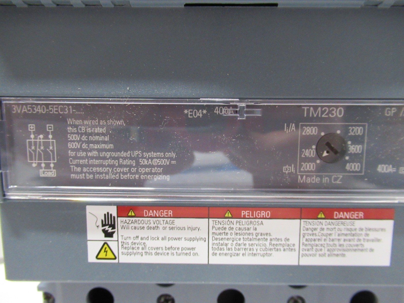 Siemens 3VA5340-5EC31-0AA0 Circuit Breaker 400 Amp 600 Volt 3 Pole 35K -NEW-B