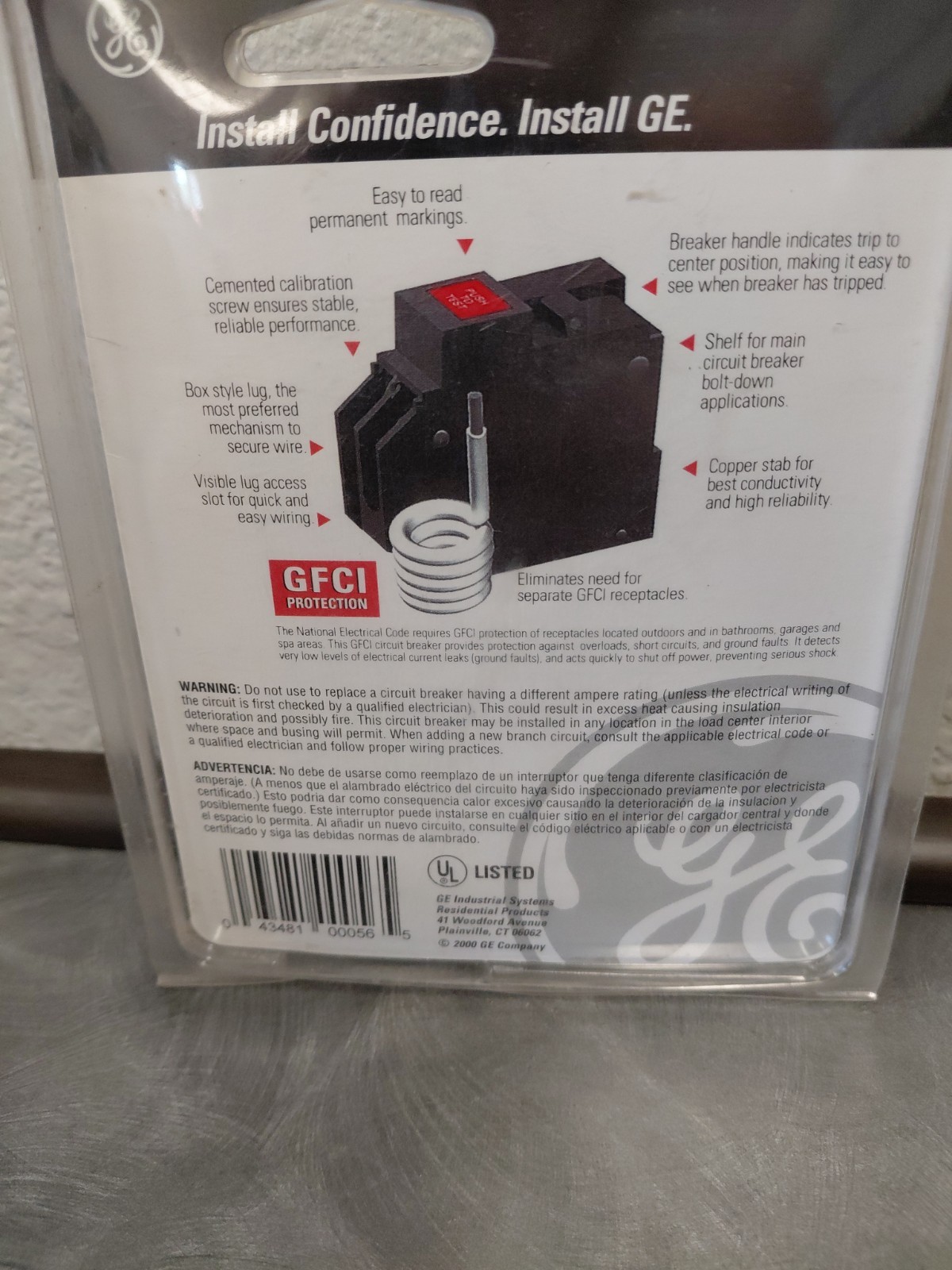 GE Residential/Commercial 1″ Circuit Breaker Single Pole 15 Amp – New