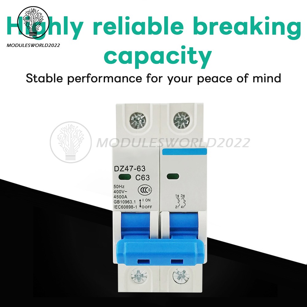 DZ47-63 2P Mini Circuit Breaker 6-63A Overload Short Circuit Protetion 400V 50Hz