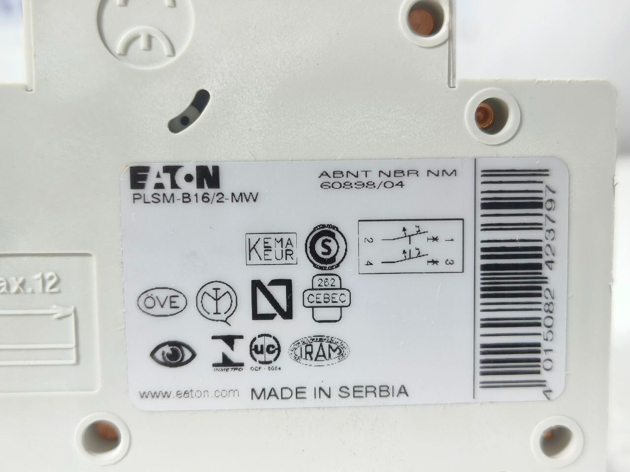 EATON X POLE PLSM-B16/2-MW 16AMP TYPE B DOUBLE POLE MCB PLSMB162MW FREE SHIP
