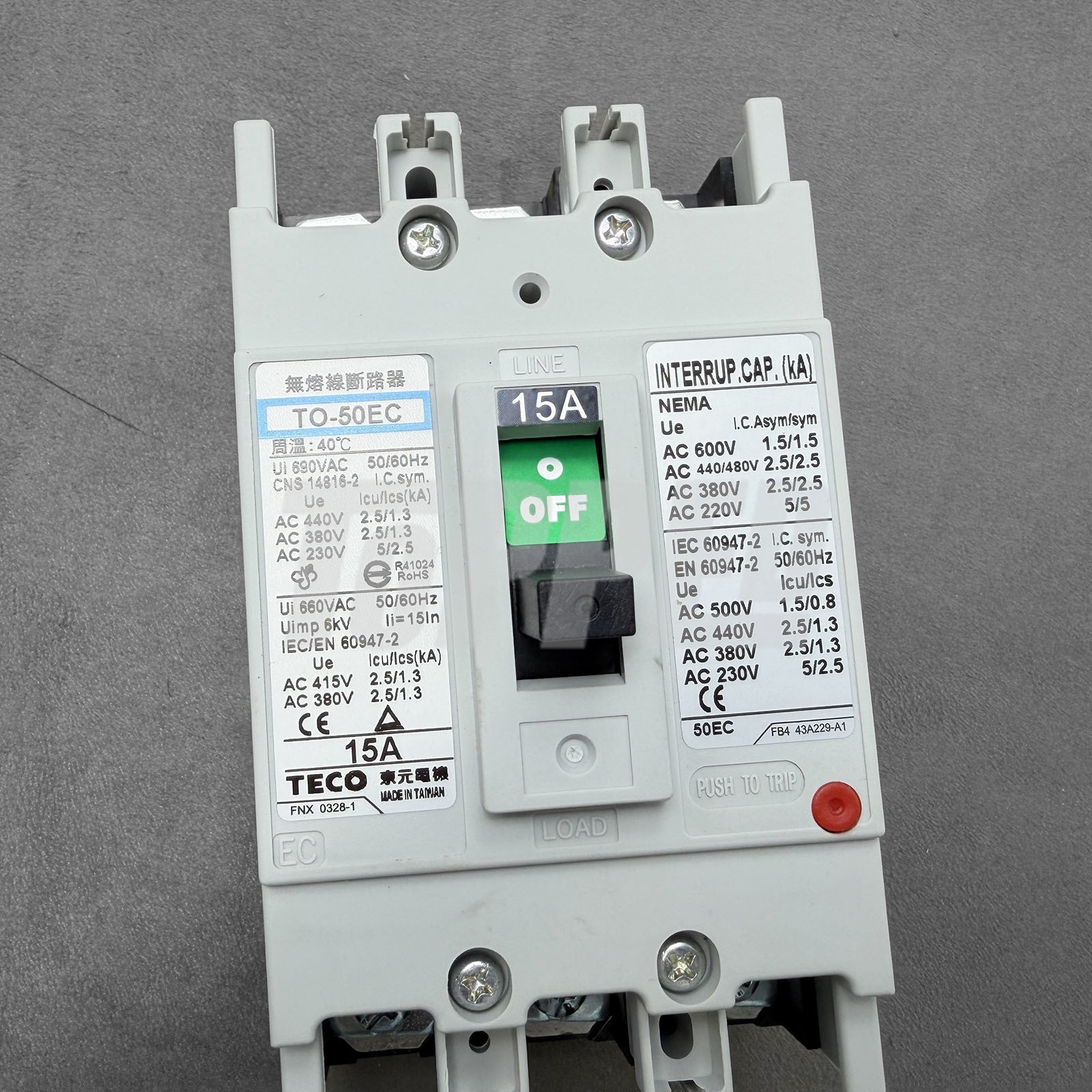 TO-50EC 3P 15A Fusion-free Circuit Breaker for TECO