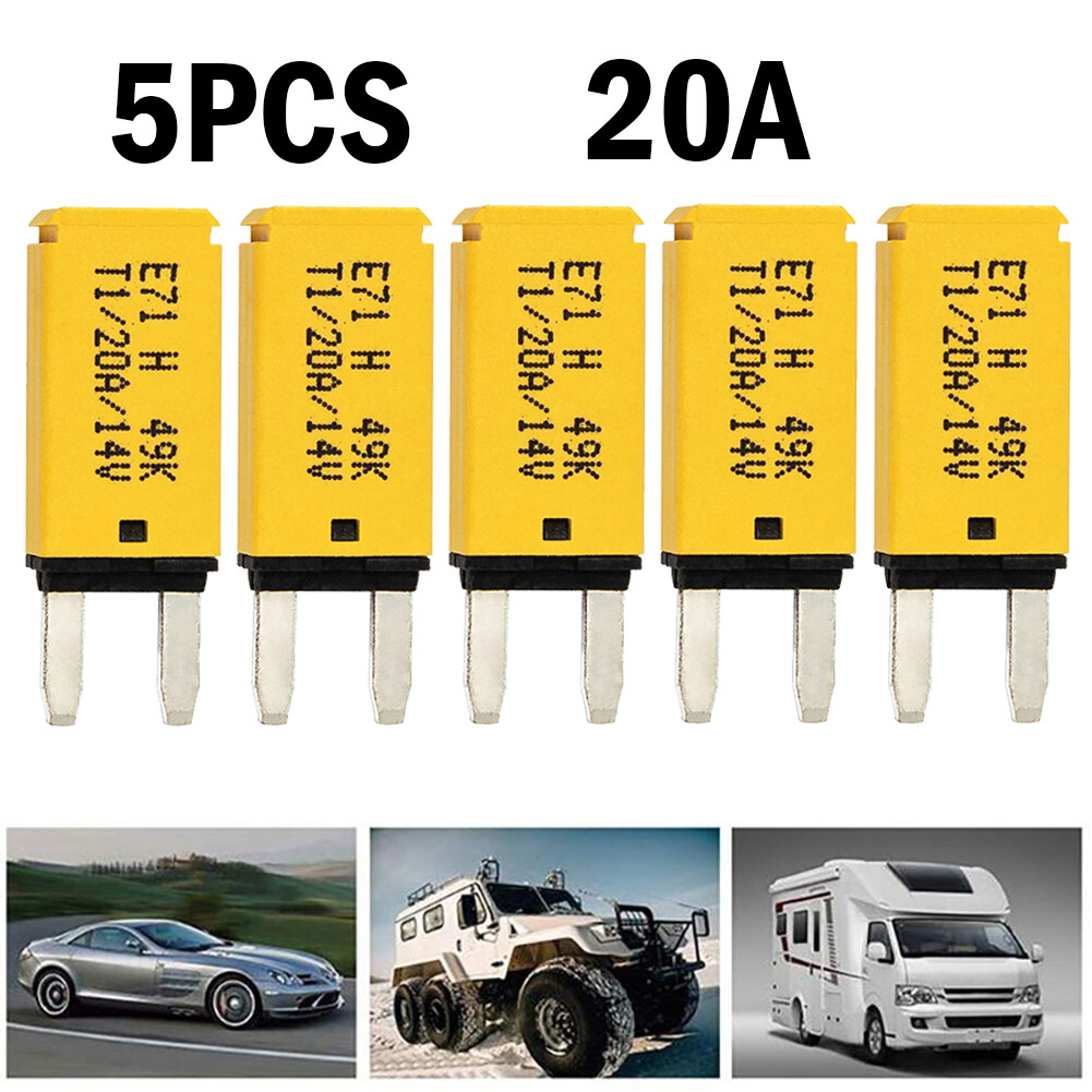 5x 20A Mini ATM Manual Reset Circuit Breaker Blade Fuse Resettable Car boat Van#