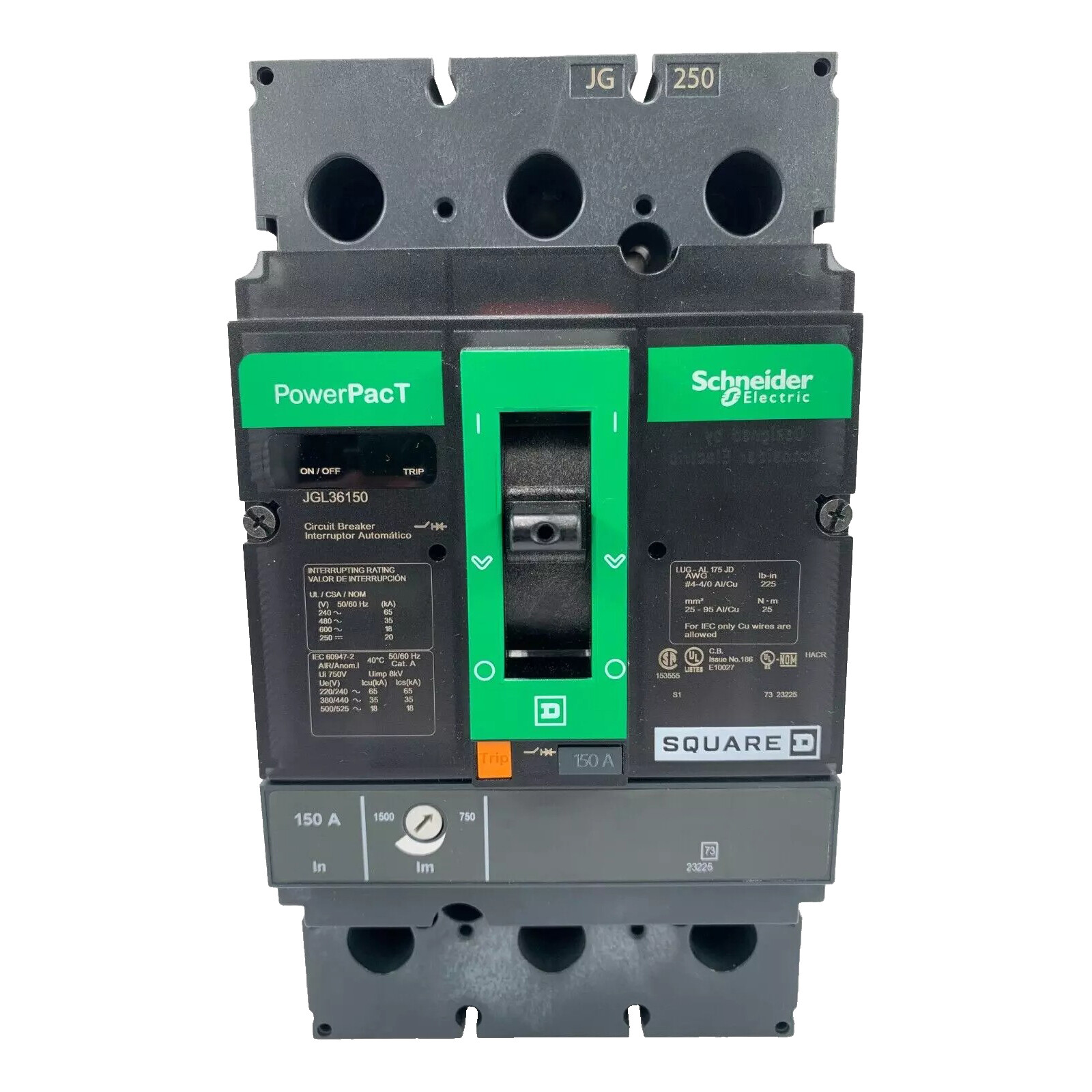 NIB – Square D – JGL36150 – 150A, 3-Pole Powerpact J Circuit Breaker