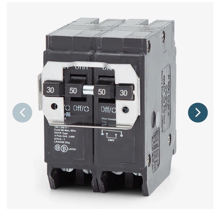 Eaton BRD230250 Quadplex 30/50A 4-Pole 120/240V Plug-In Circuit Breaker