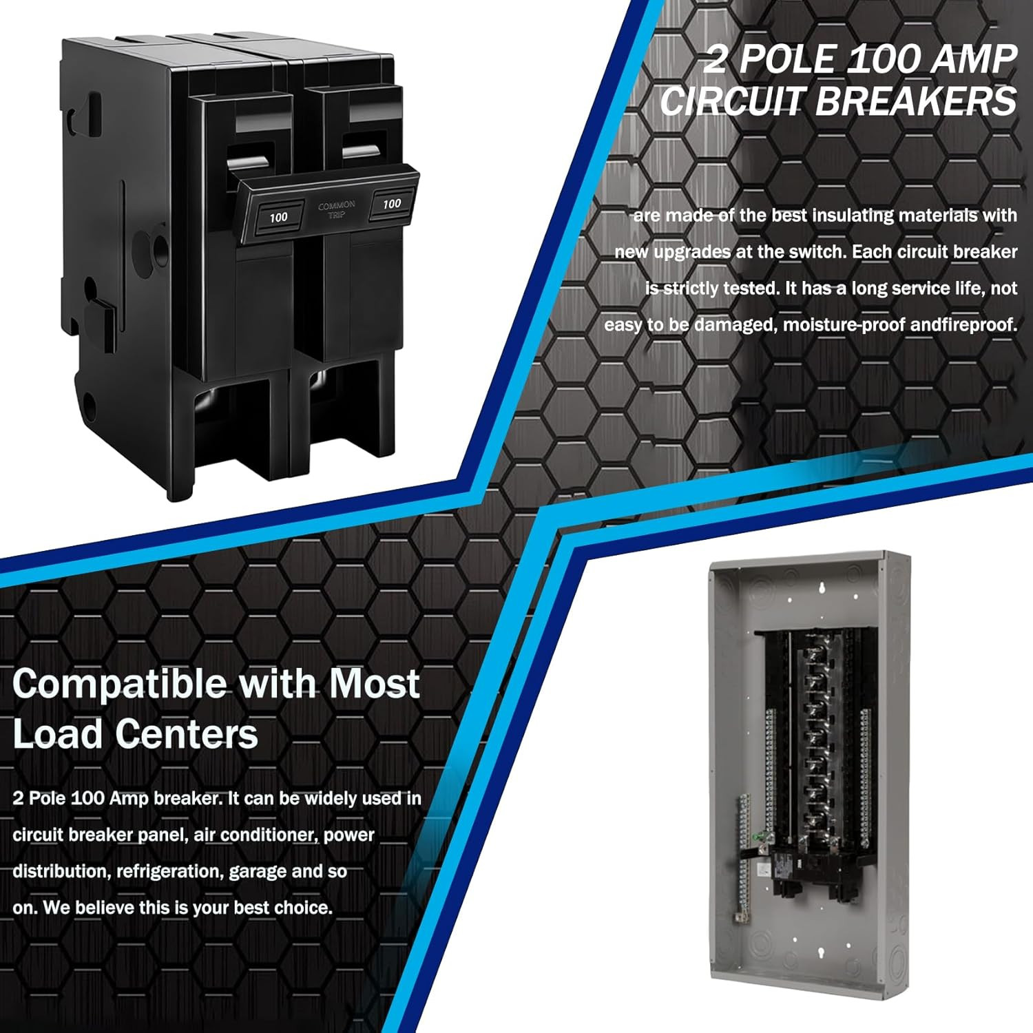 100 Amp 2 Pole Breaker,Replace for HOM2100 Circuit Breaker,100 Amp 2 Pole,120/24