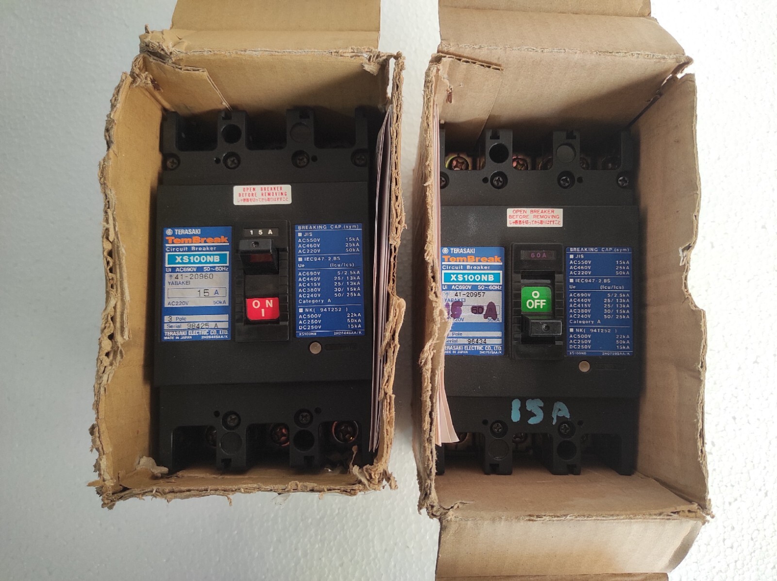 Terasaki TemBreak xs100nb / XS100NB 15A 3 Pole Circuit Breaker