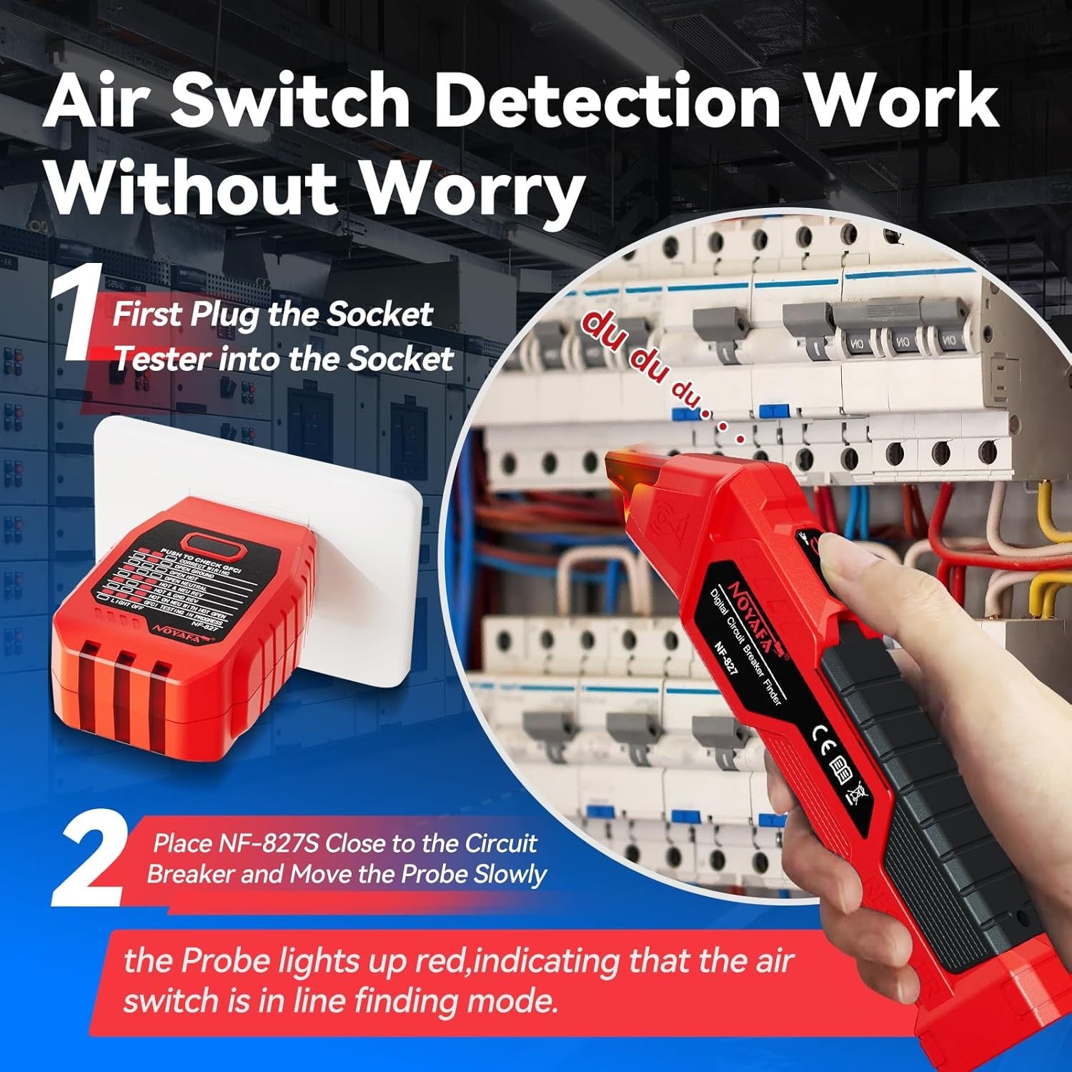 Circuit Breaker Finder Tool with Accessories GFCI Outlet Tester 90-120V AC