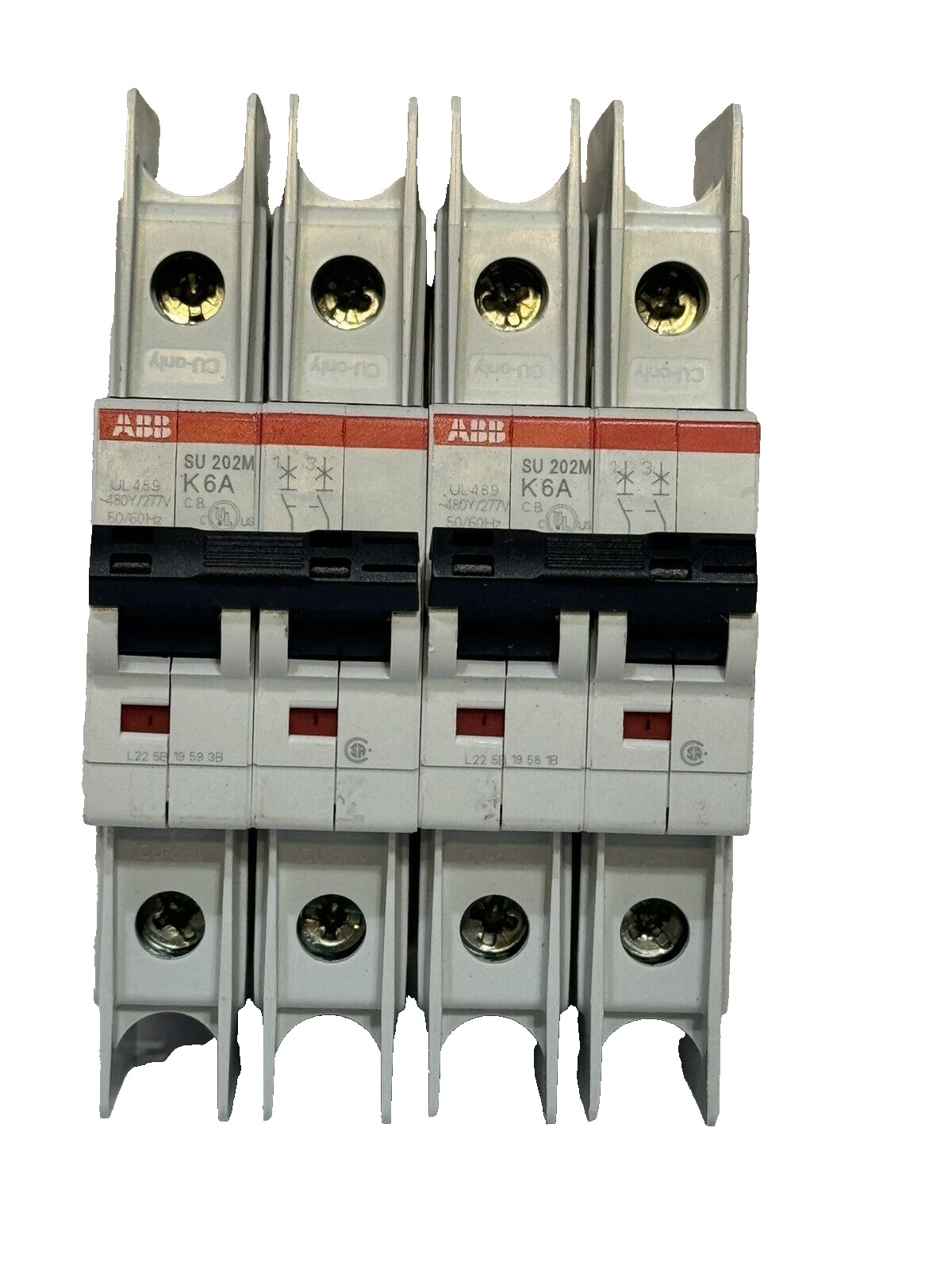 2 ea ABB SU202M K6A K 6A 6 amp Miniature Circuit Breaker DIN 480Y/277V acc