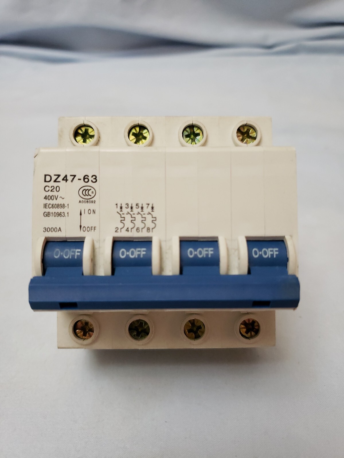 DZ47-63 C20A AC 400V 20A Overload Protection Miniature Circuit Breaker 4p MCB