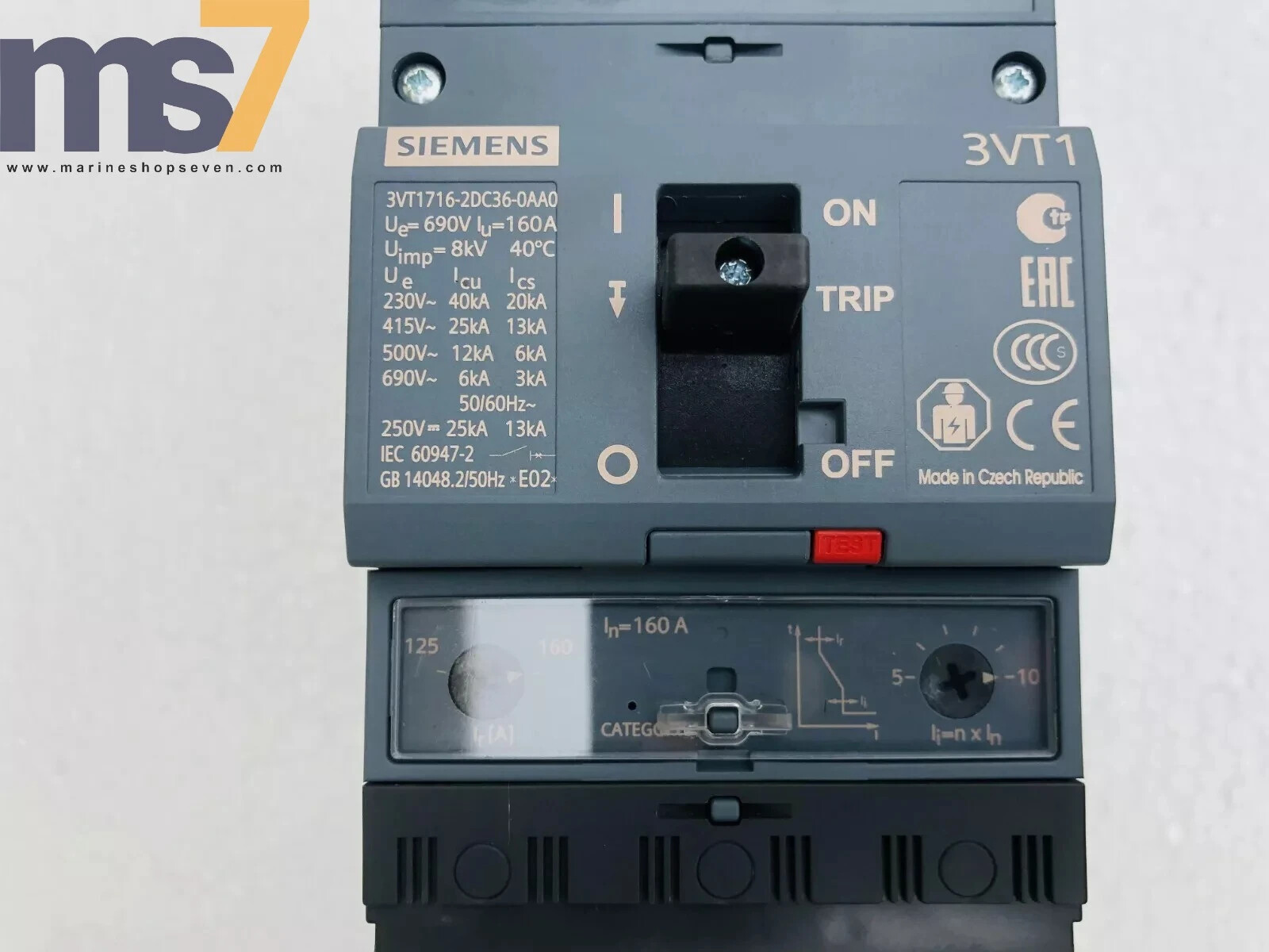SIEMENS 3VT1 MCCB CIRCUIT BREAKER 160 AMPS 3P 3VT1716-2DC36-0AA0 #NEW