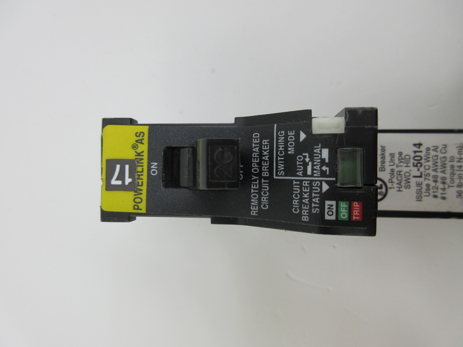 Square D EHB14020AS EHB 1P 277V 20A Remote Control Circuit Breaker USED, TESTED