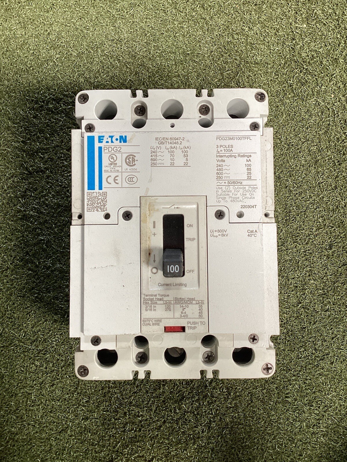 EATON PDG23M0100TFFL (3 Pole, 100 AMP) Circuit Breaker