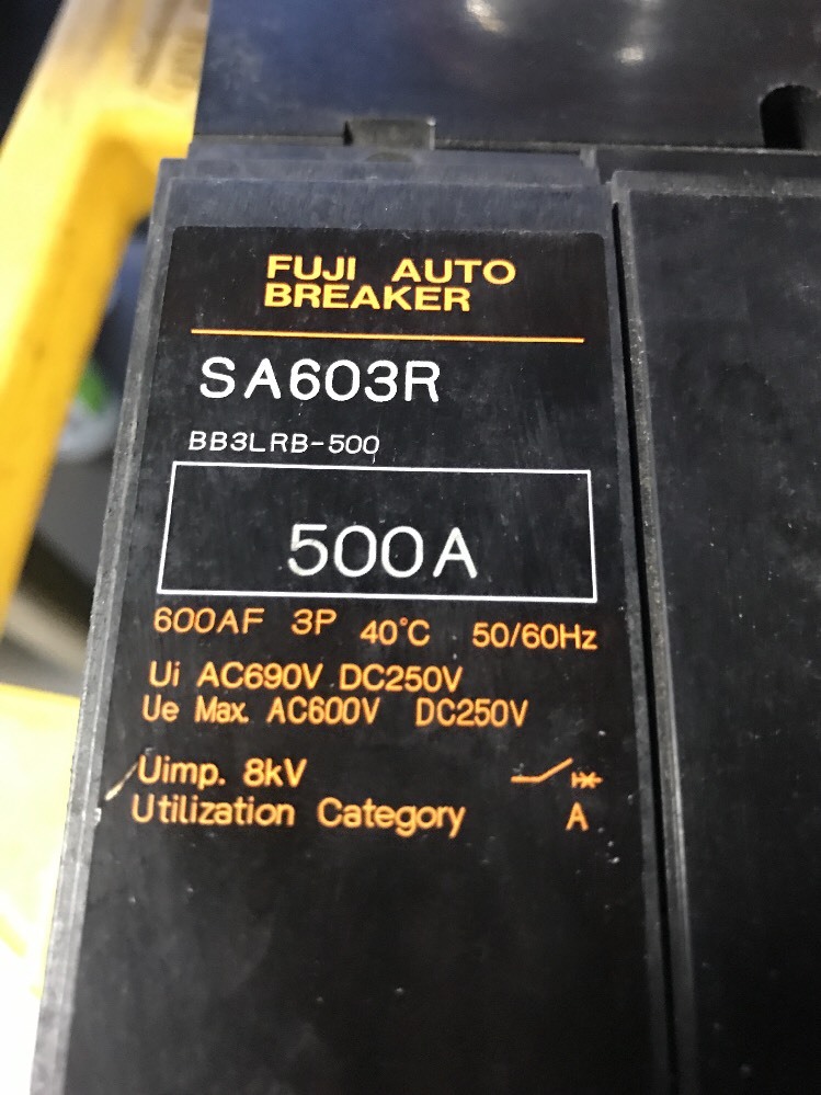 Fuji Electric SA603R 500A 600V Molded Case Auto Circuit Breaker