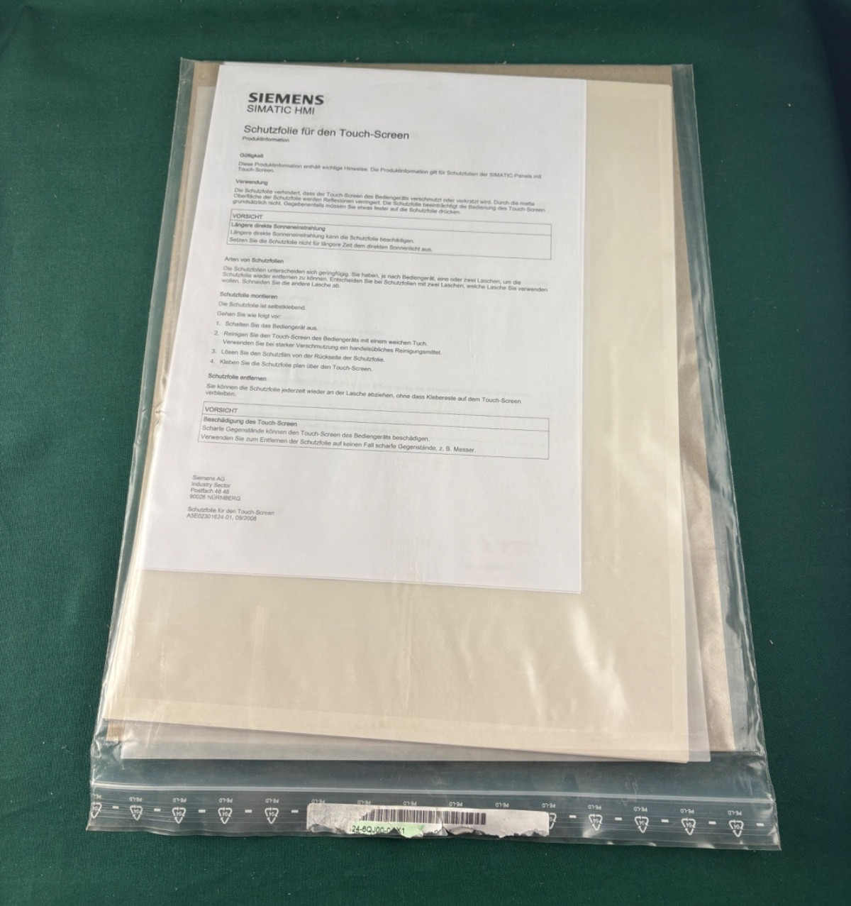Siemens Screen Protector 15″ Widescreen 6AV2124-6QJ00-0AX1 (10pcs) (#SIE05)