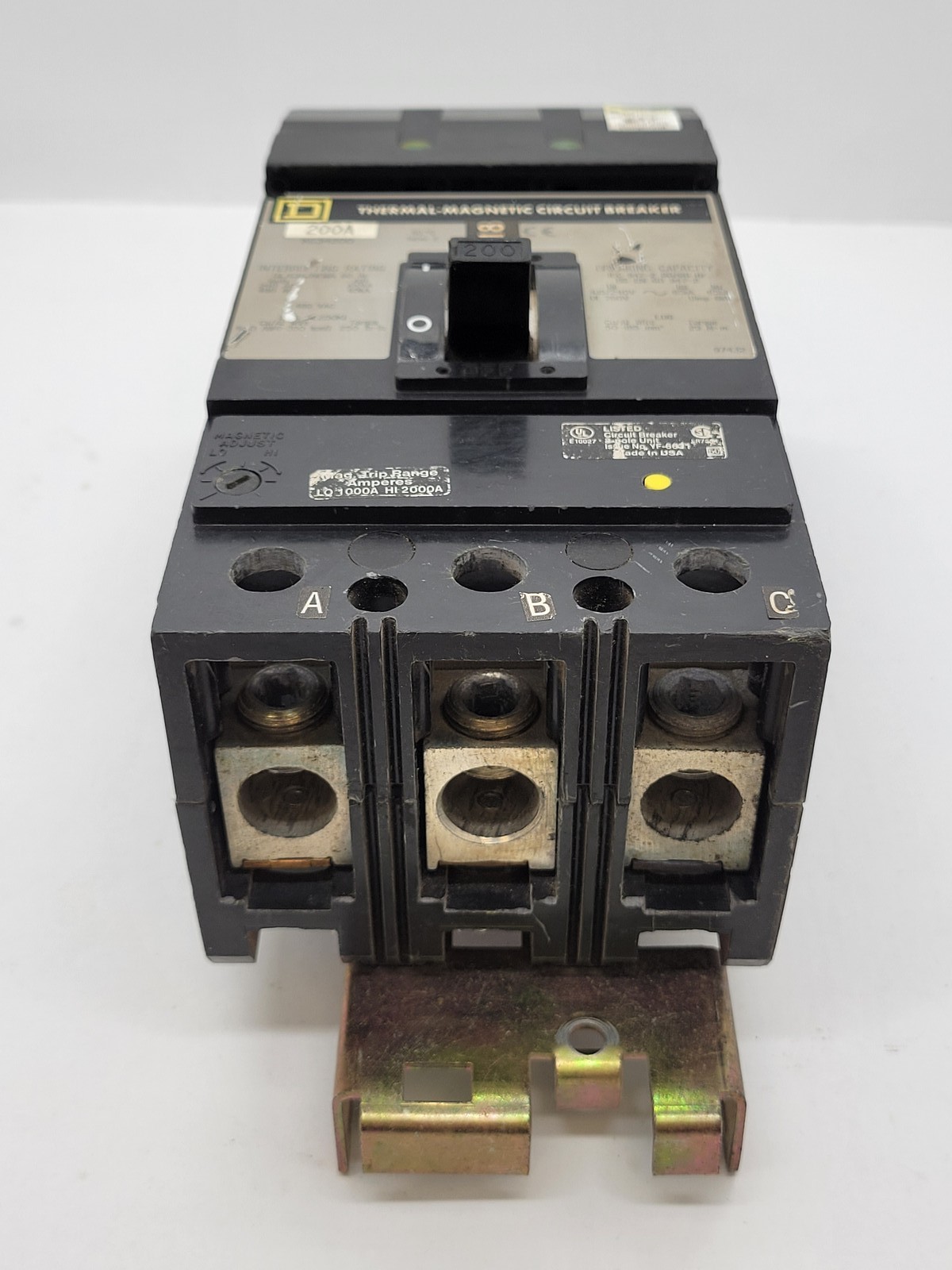 Square D KC34200 Bolt-On Circuit Breaker 200A 3P 3PH 480V 65KA KC Gray