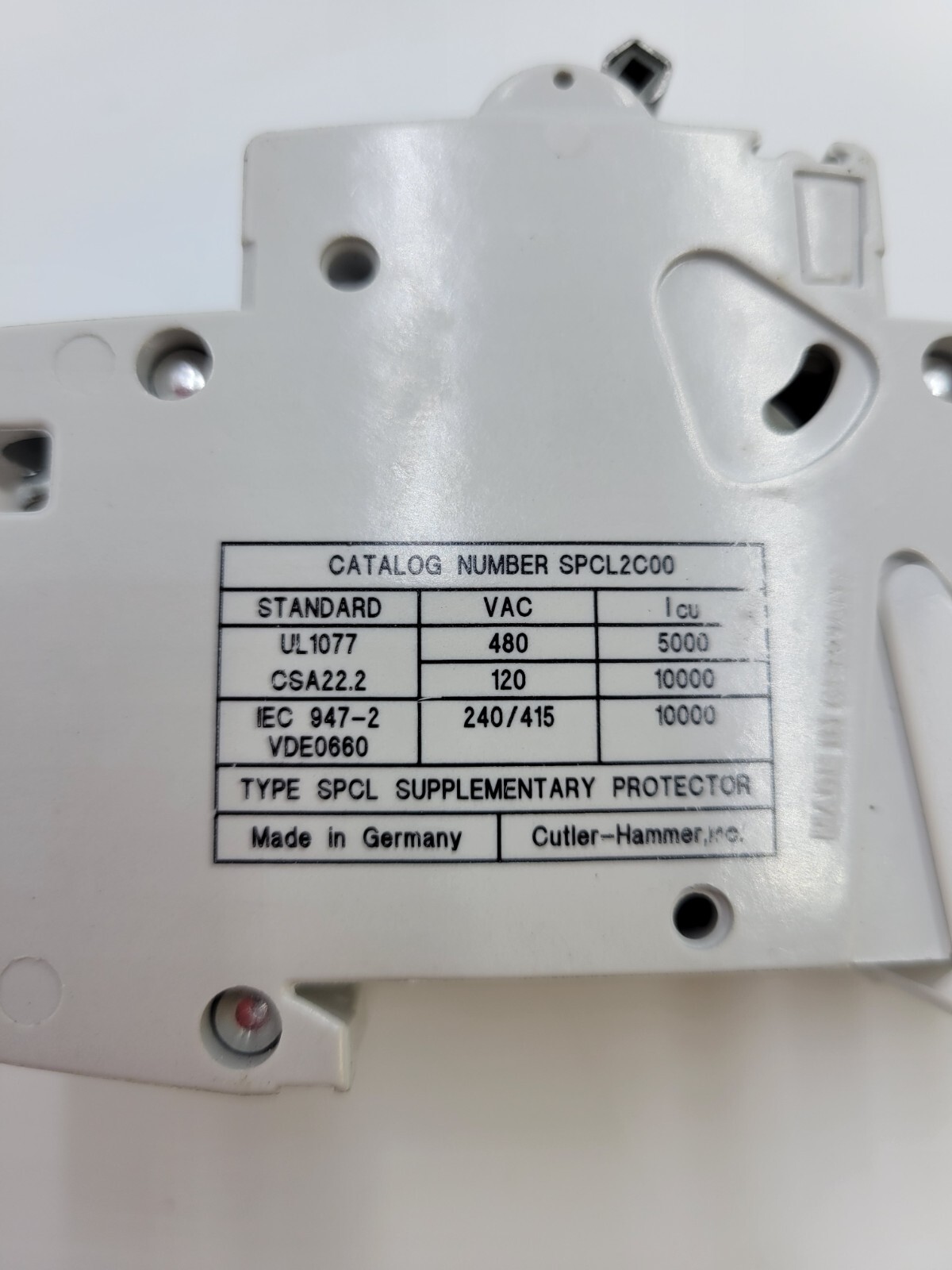 Cutler-Hammer SPCL2C00 Mini Circuit Breaker 0.5A 2P 480V Din Rail .5 Amp 2 Pole