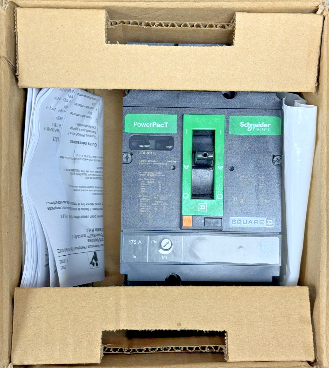 Schneider SQUARE D JDL36175 PowerPacT Circuit Breaker 3P 175A 600V~ 50/60Hz