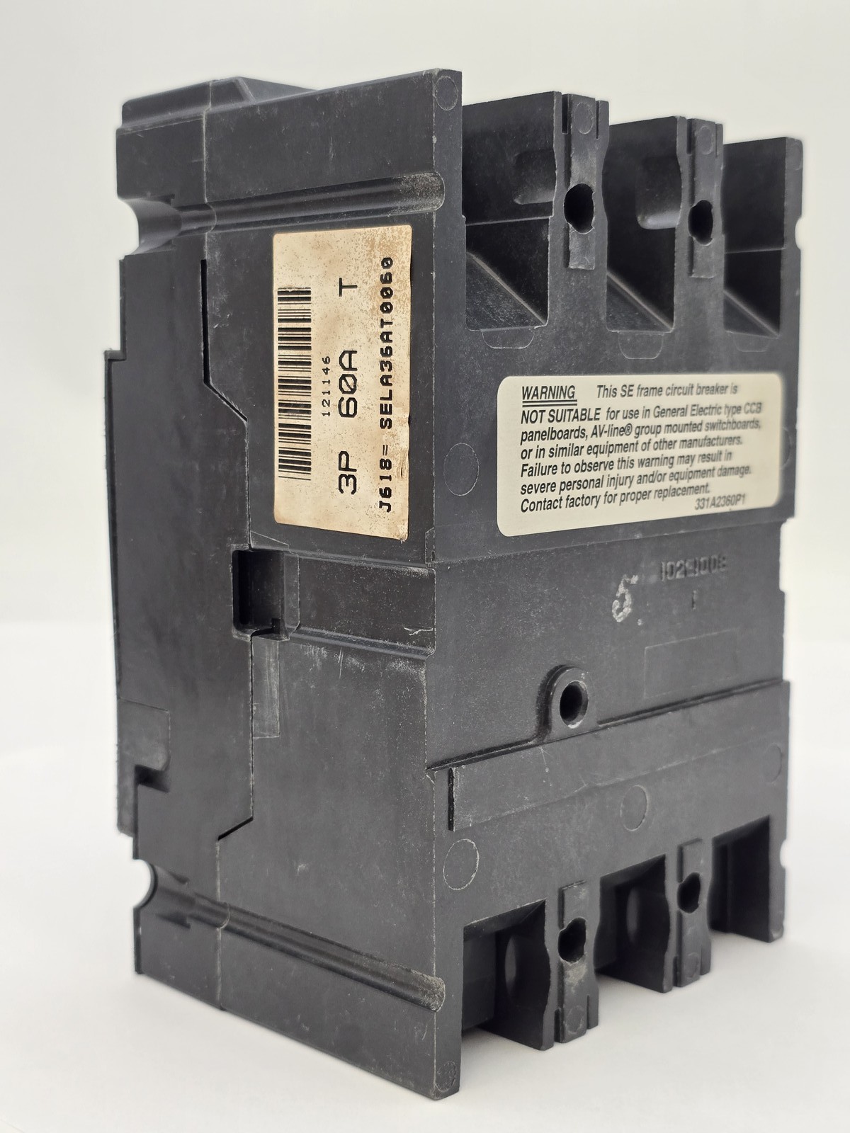 General Electric SELA36AT0060 Bolt On Circuit Breaker 60A 600VAC 3P 25 kA Trip