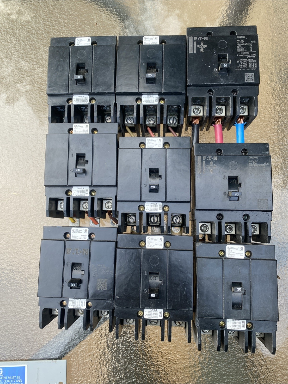 Circuit Breaker Eaton Cutler Hammer 3 Pole 277/480 Bolt On variety pack Of Six