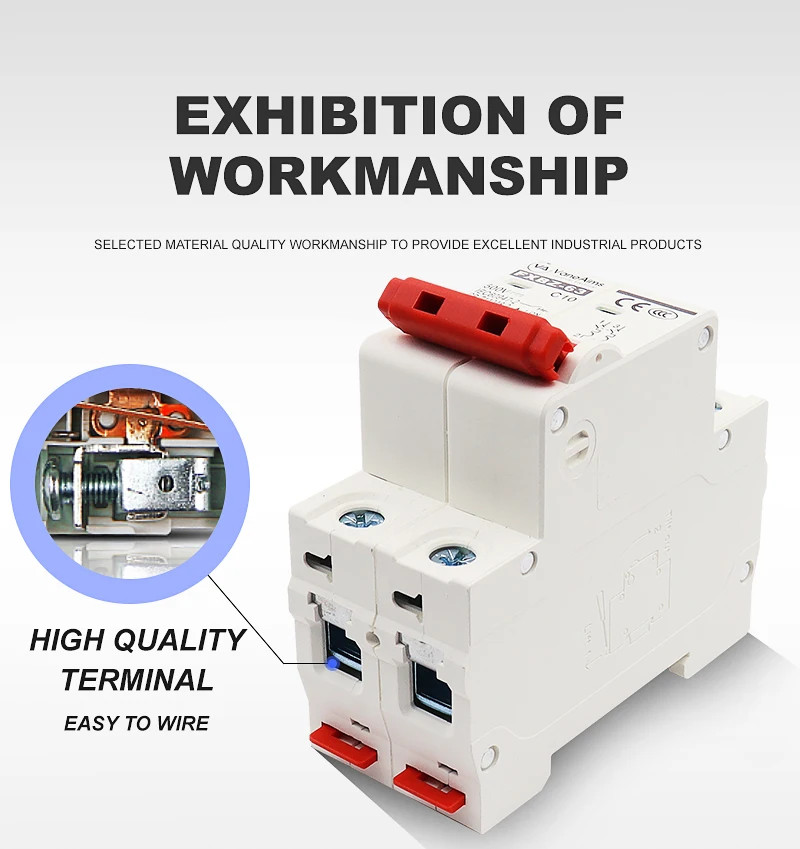 Circuit Breaker MCB DC 500V 2P Overload Protection Switch 6A-63A Panel Control