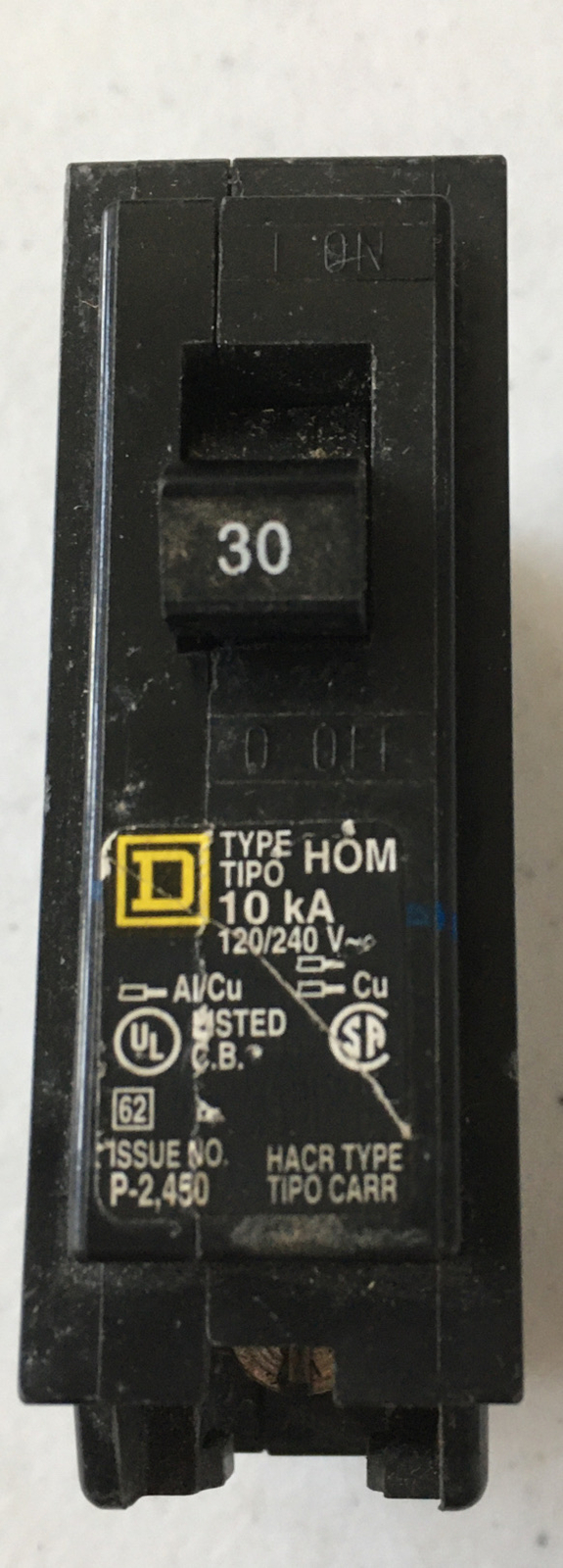 Square D 1 Pole 30 Amp Circuit Breaker 120/240V HOM130