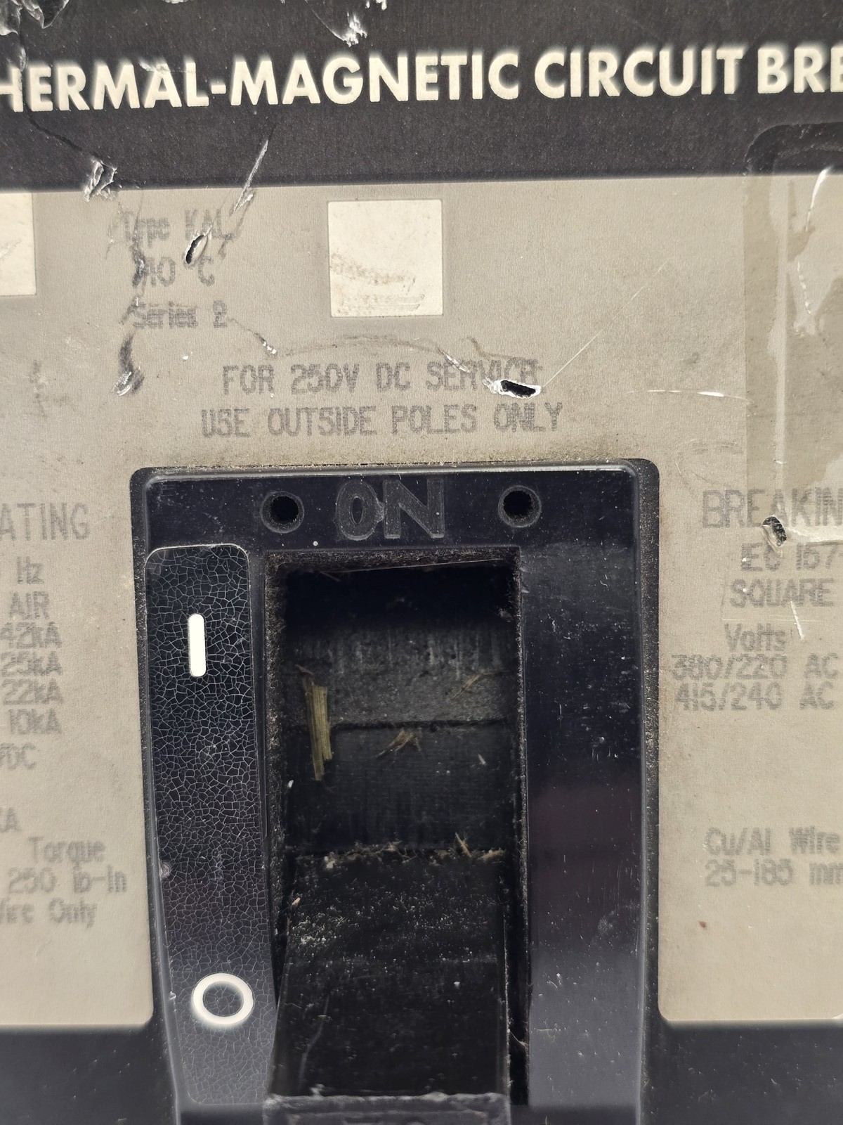 Square D KAL36070 Feed-Thru Circuit Breaker 70A 600VAC 3P 3PH Type KAL 70 Amp