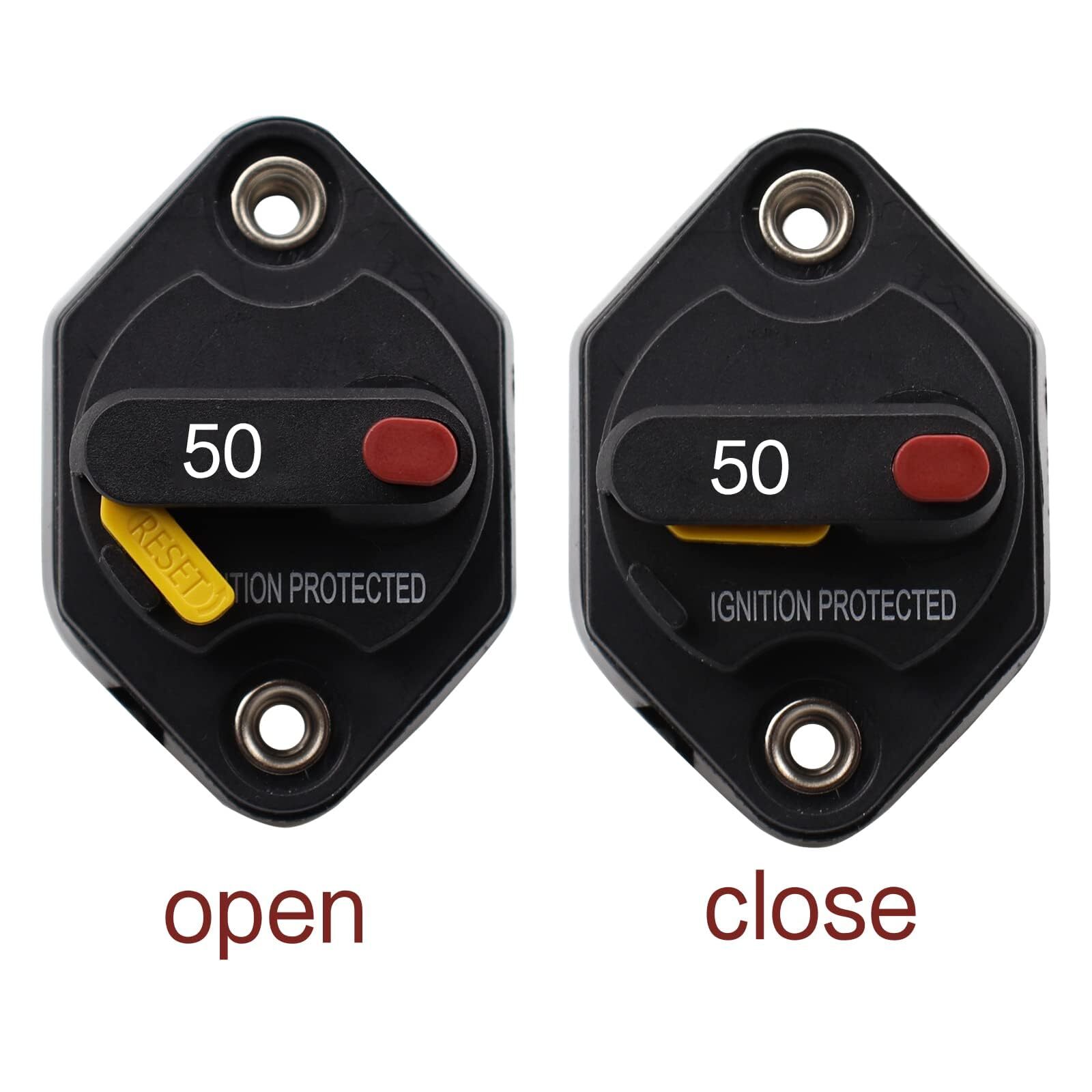 12V 24V 50A Panel Mount Circuit Breaker Manual Reset Auto Truck RV Marine