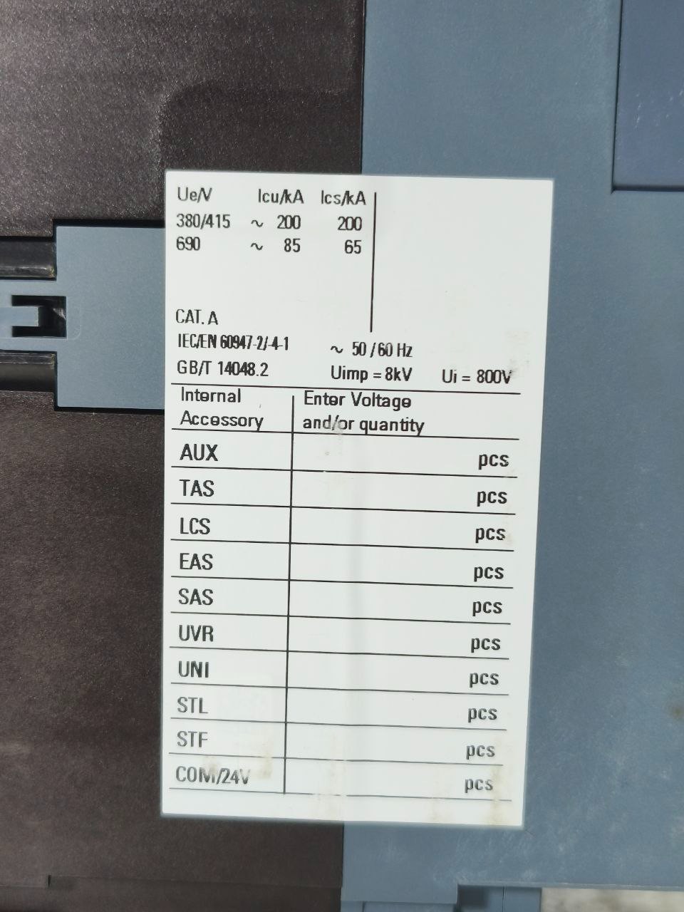 NEW | SIEMENS 3VA2440-0MN32-0AA0 SENTRON MCCB 400A 3-POLE 415V 200KA FRAME 630