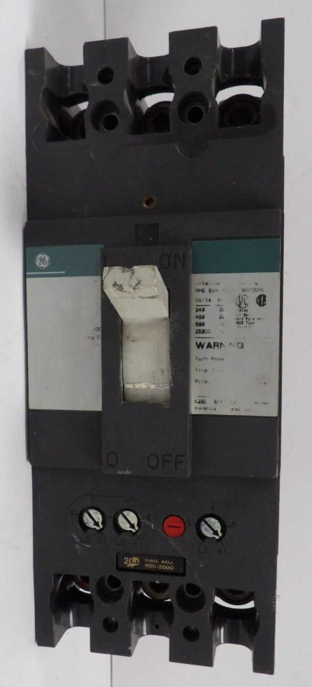 GE TFJ236200WL 200A 600V W/200A MAG.ADJUST TRIP, FRONT LABEL GONE, USED