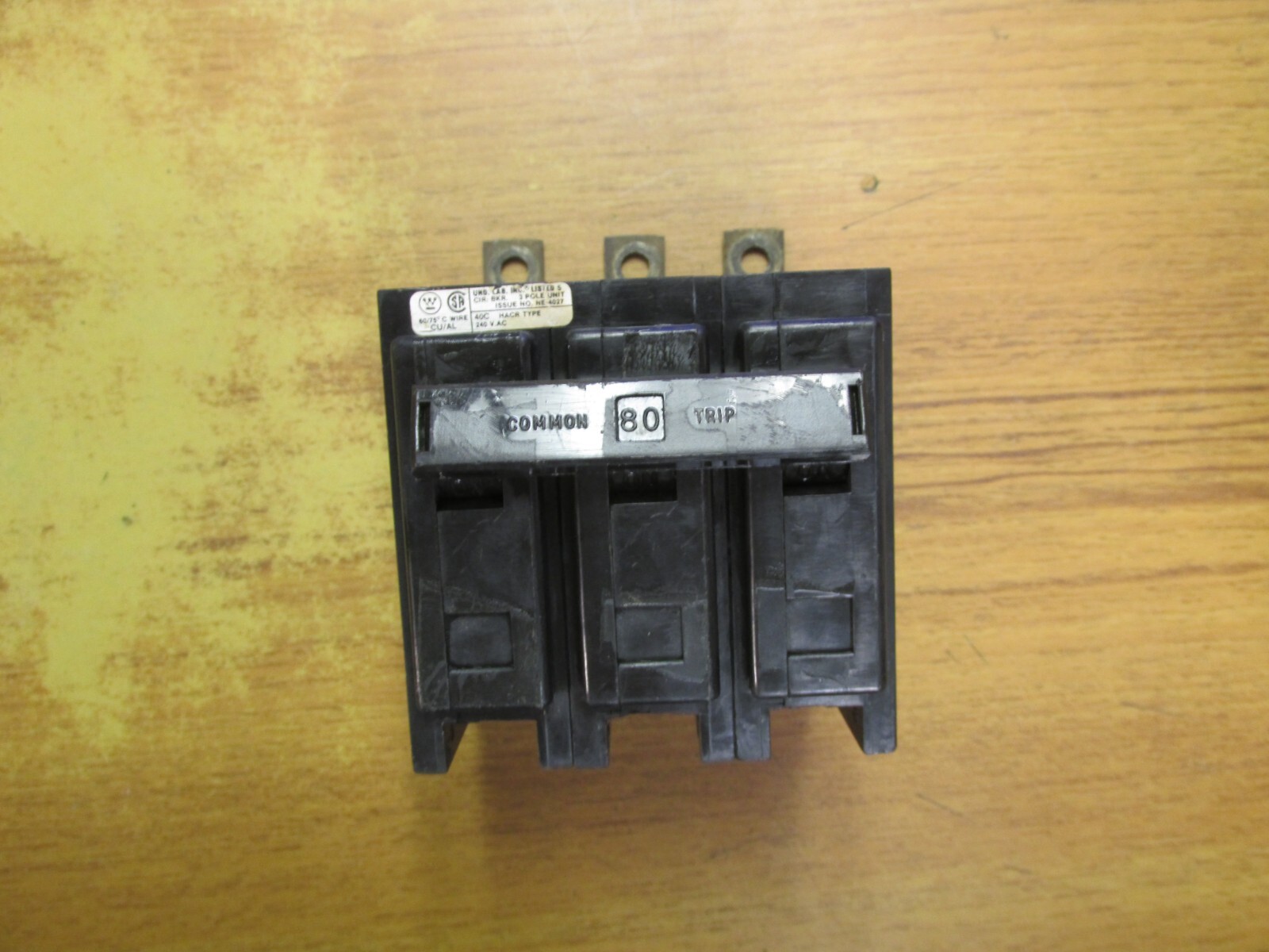 WESTINGHOUSE QUICKLAG CIRCUIT BREAKER 3P, 80A, CAT# QBHW3080H .. VS-787