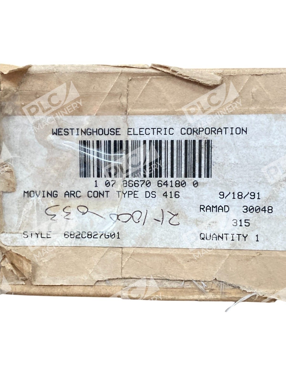 Westinghouse 21-1000-033 Type DS 416 Moving Arcing Contact 682C827G01