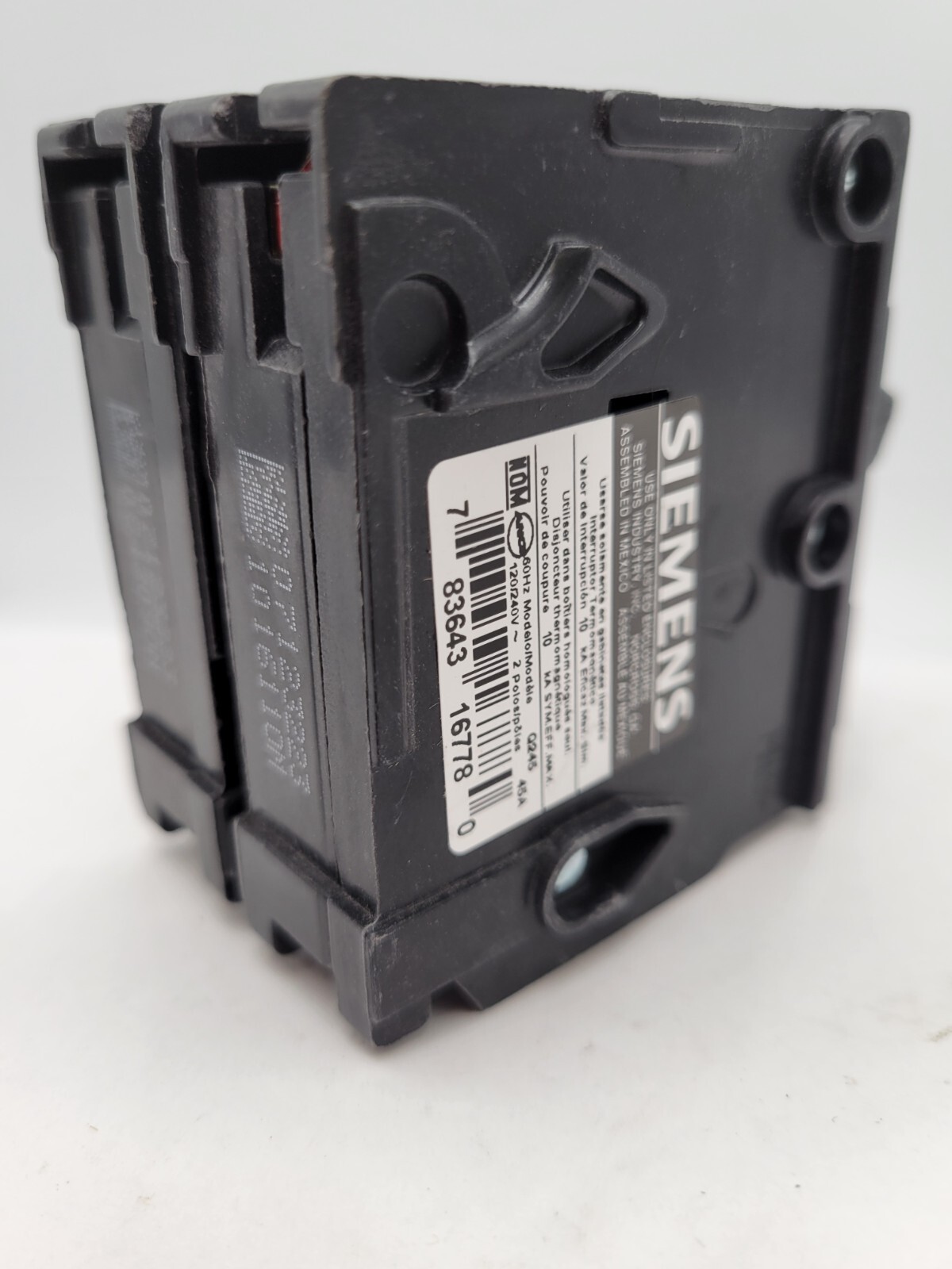 Siemens Q245 Plug-In Circuit Breaker 45A 120/240VAC 2P 1PH Type QP 45 Amp 2 Pole