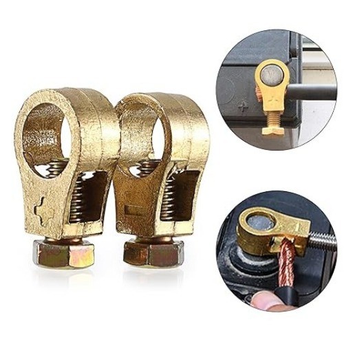 2 Pairs Battery Terminal Connectors Clips with Washers, Pure Copper Top Post Cla