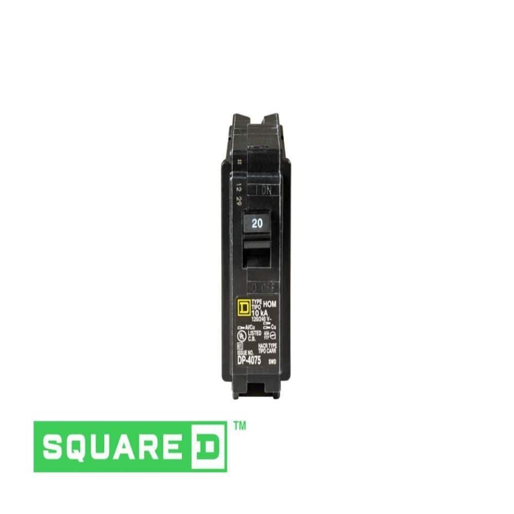 Homeline 20 Amp One-Pole Circuit Breaker HOM120CP, Square D Breakers 120/240 VAC