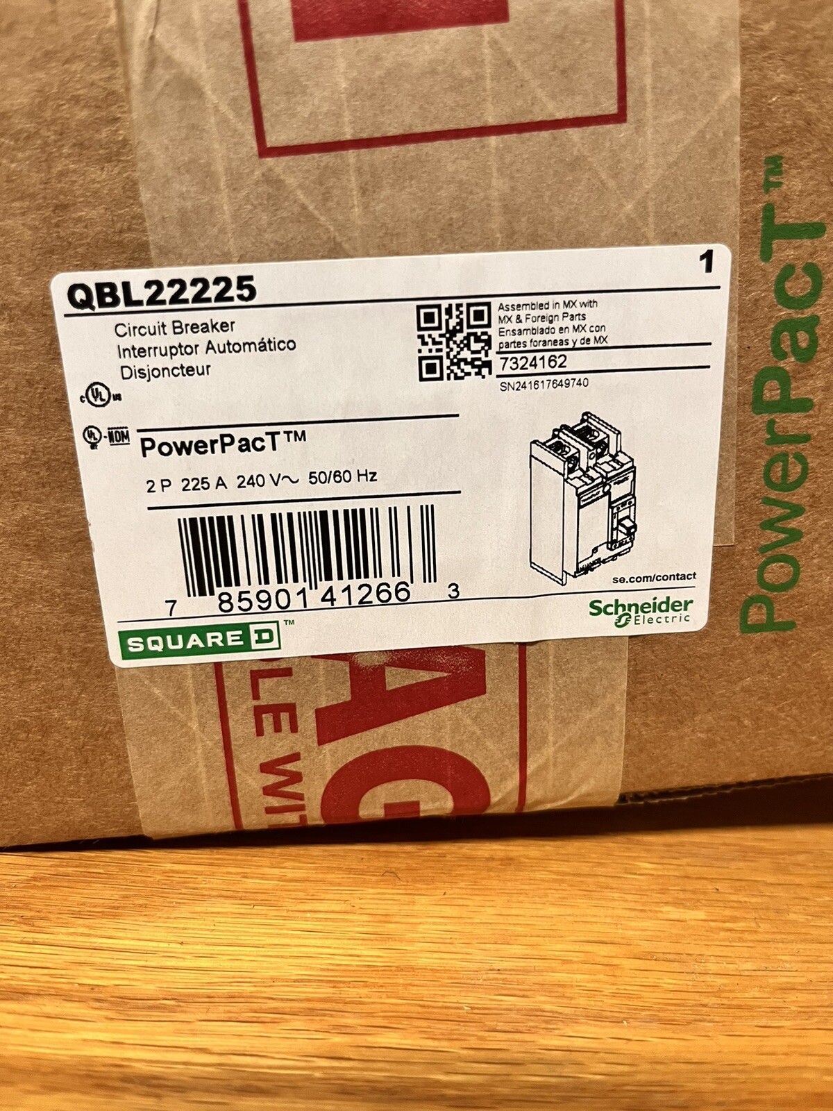 NEW QBL22225 SQUARE D 2 POLE 225AMP 240V 10KA POWERPACT CIRCUIT BREAKER