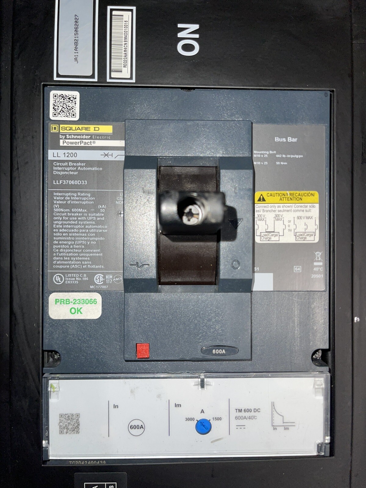 SQUARE D LLF37060D33 600V 600A Power Pact LL1200