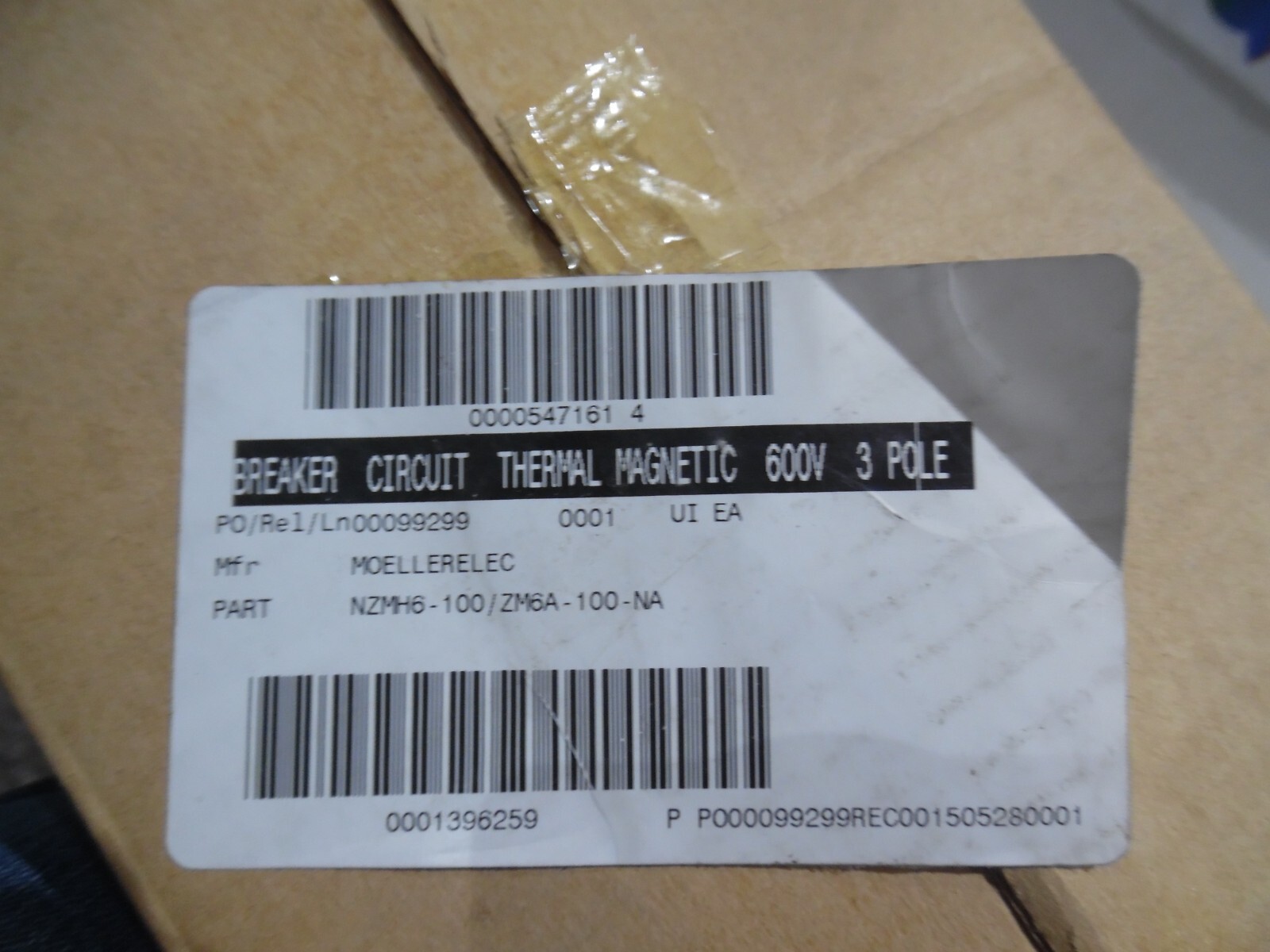 New Moeller NZMH6-100-ZM6A-100-NA Thermal Magnetic Circuit Breaker 100A 600V 3P
