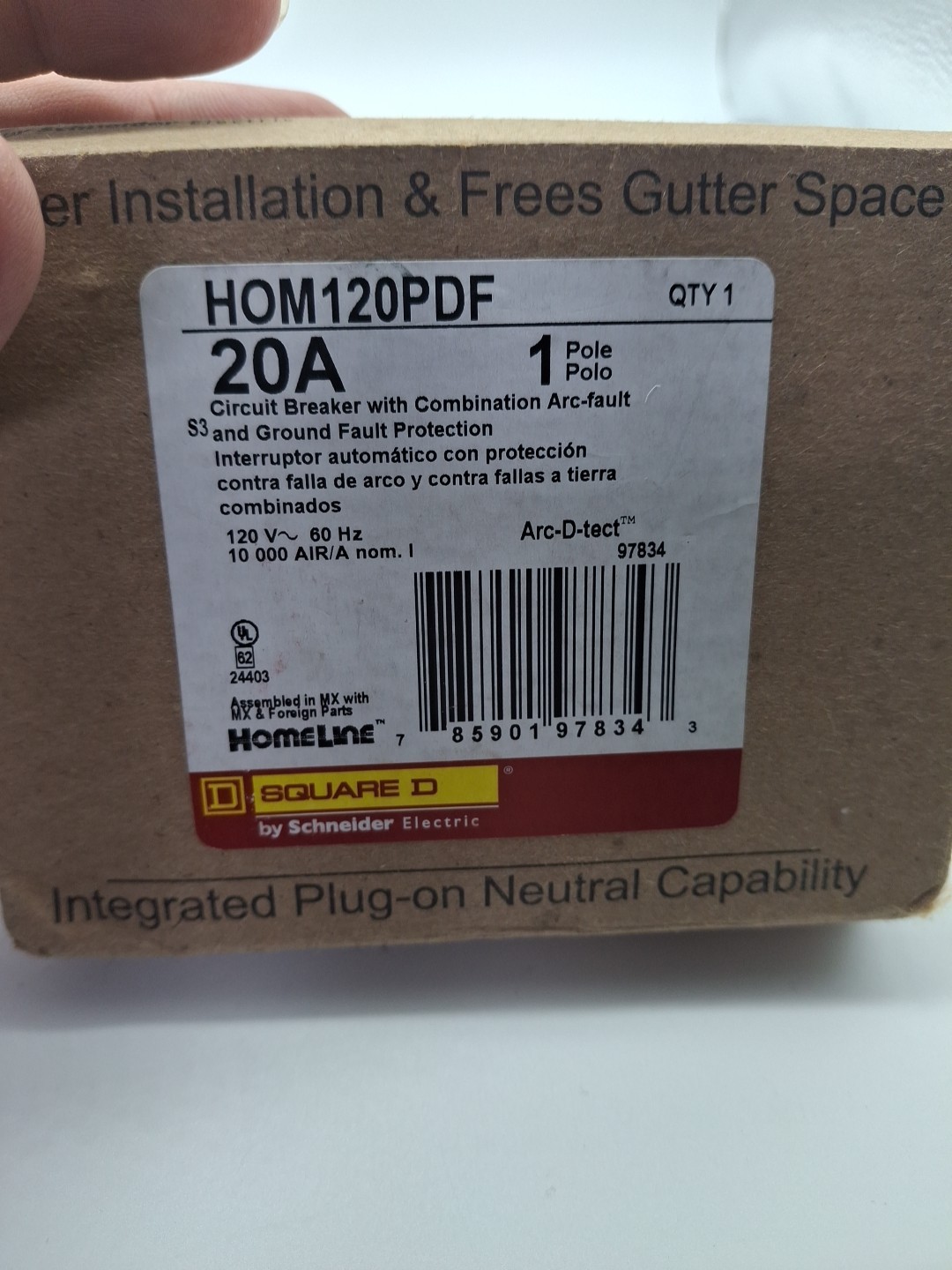 Square D HOM120PDF 120V 20A Single-Pole Circuit Breaker
