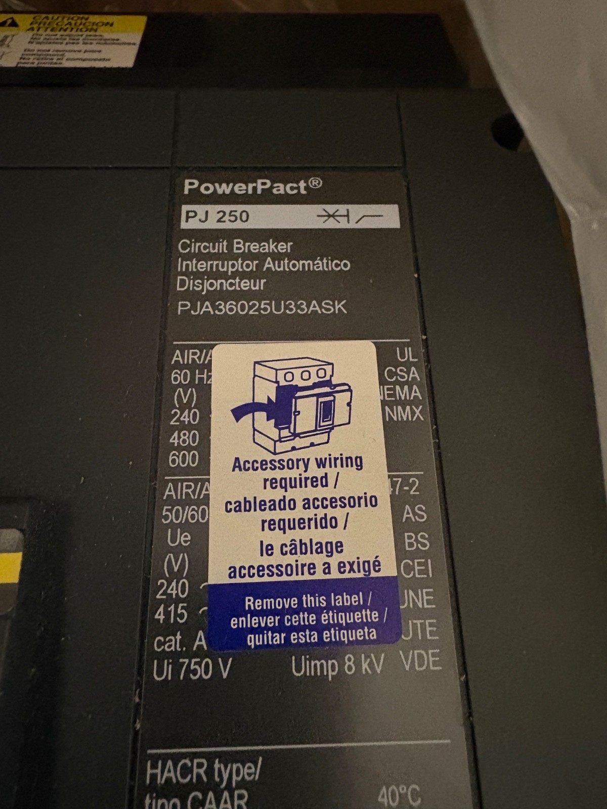 Square D PowerPact circuit breaker Model# PJA36025U33ASK 3P/600 amps Brand New
