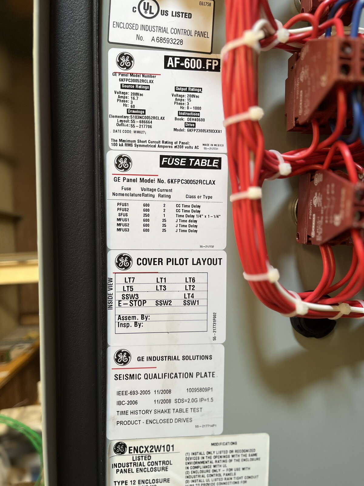 GE AF 600 FP industrial control Panel 6KFPC30052RCLAX
