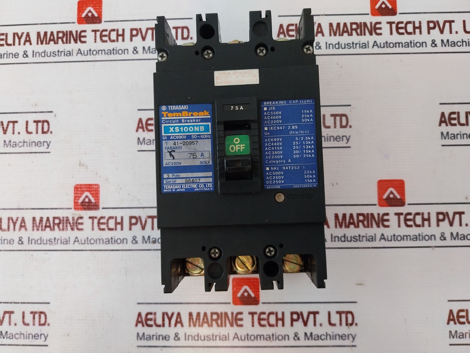 Terasaki Electric Xs100nb Tembreak Circuit Breaker 75 a