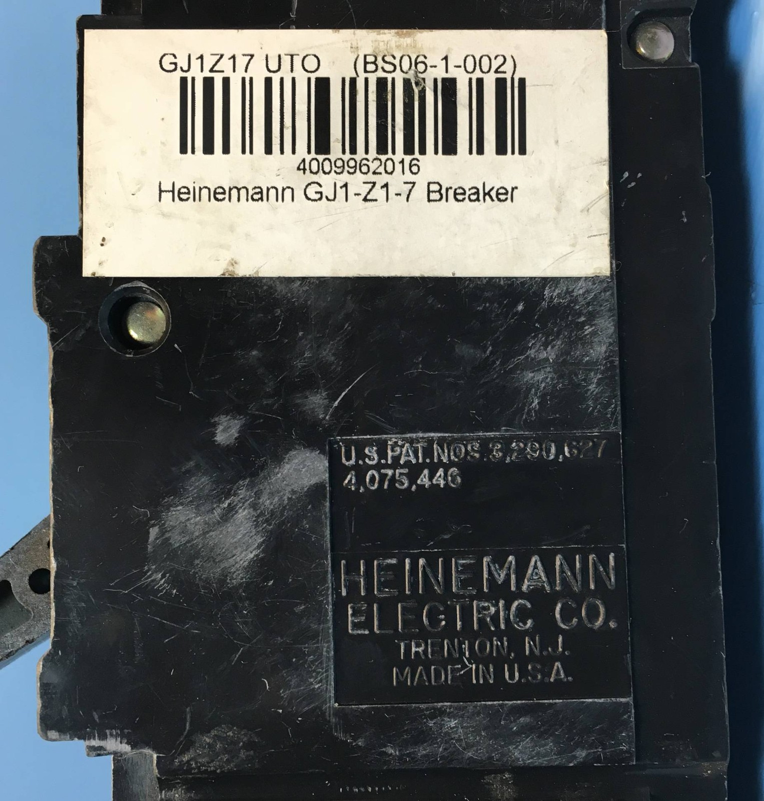 Heinemann GJ1-Z1-7 225A Circuit Breaker 65 Volts DC Hz 1 Pole Eaton 225 Amp