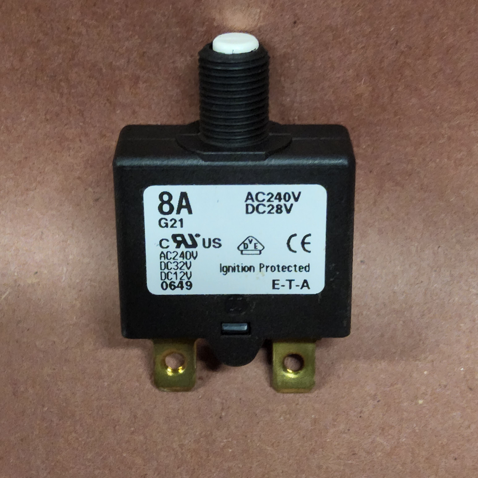 ETA 1658-G21-00-S80-8A Thermal Circuit Breaker, 1658 Series, 8 A, 1 Pole NEW