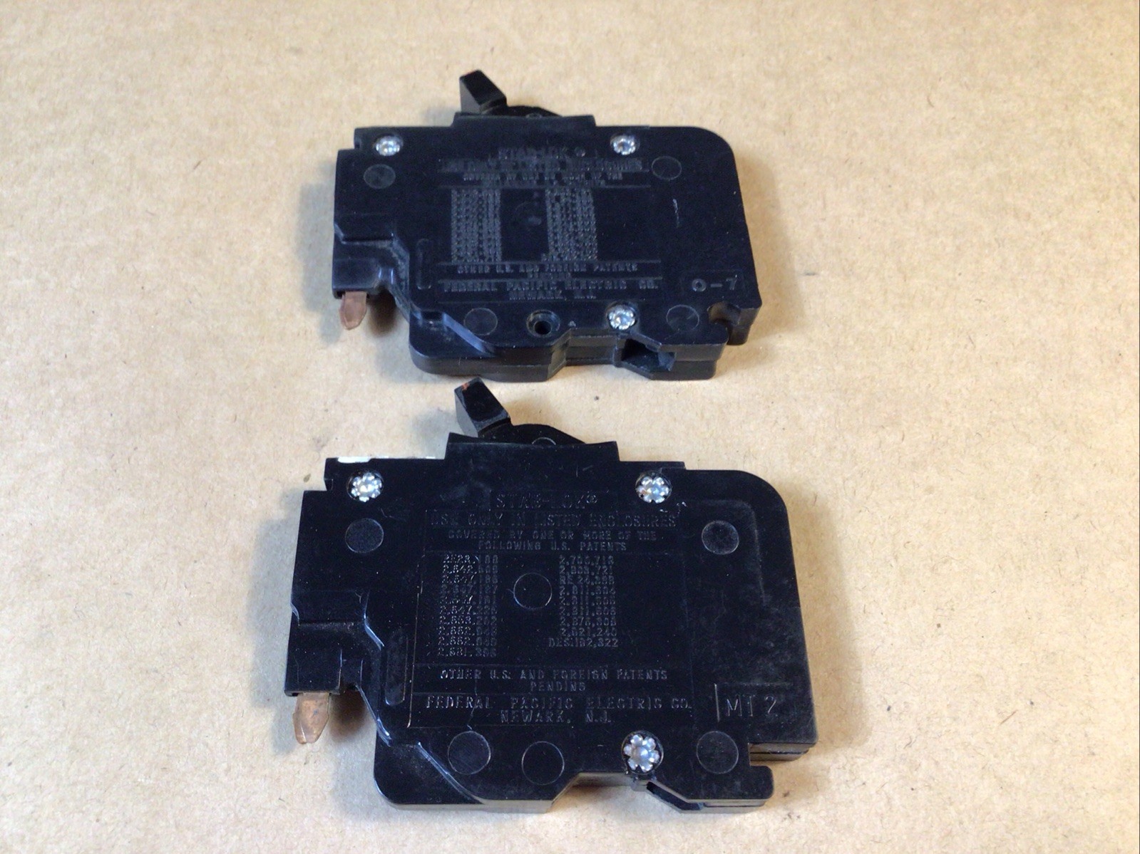 2x NC120 FPE 20 Amp 1 Pole Stab-Lok “Thin” Federal Pacific Breakers NC20 RED