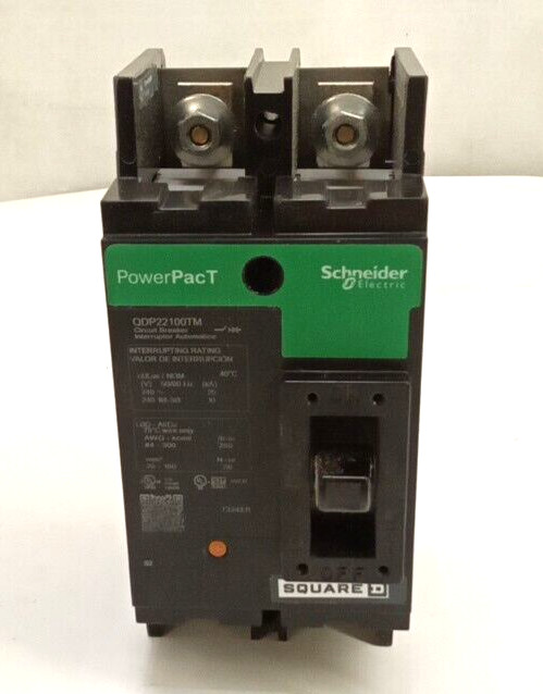 Square D QDP22100TM Circuit Breaker PowerPacT Q 100A 2P 240VAC~50/60Hz 25kA Lugs