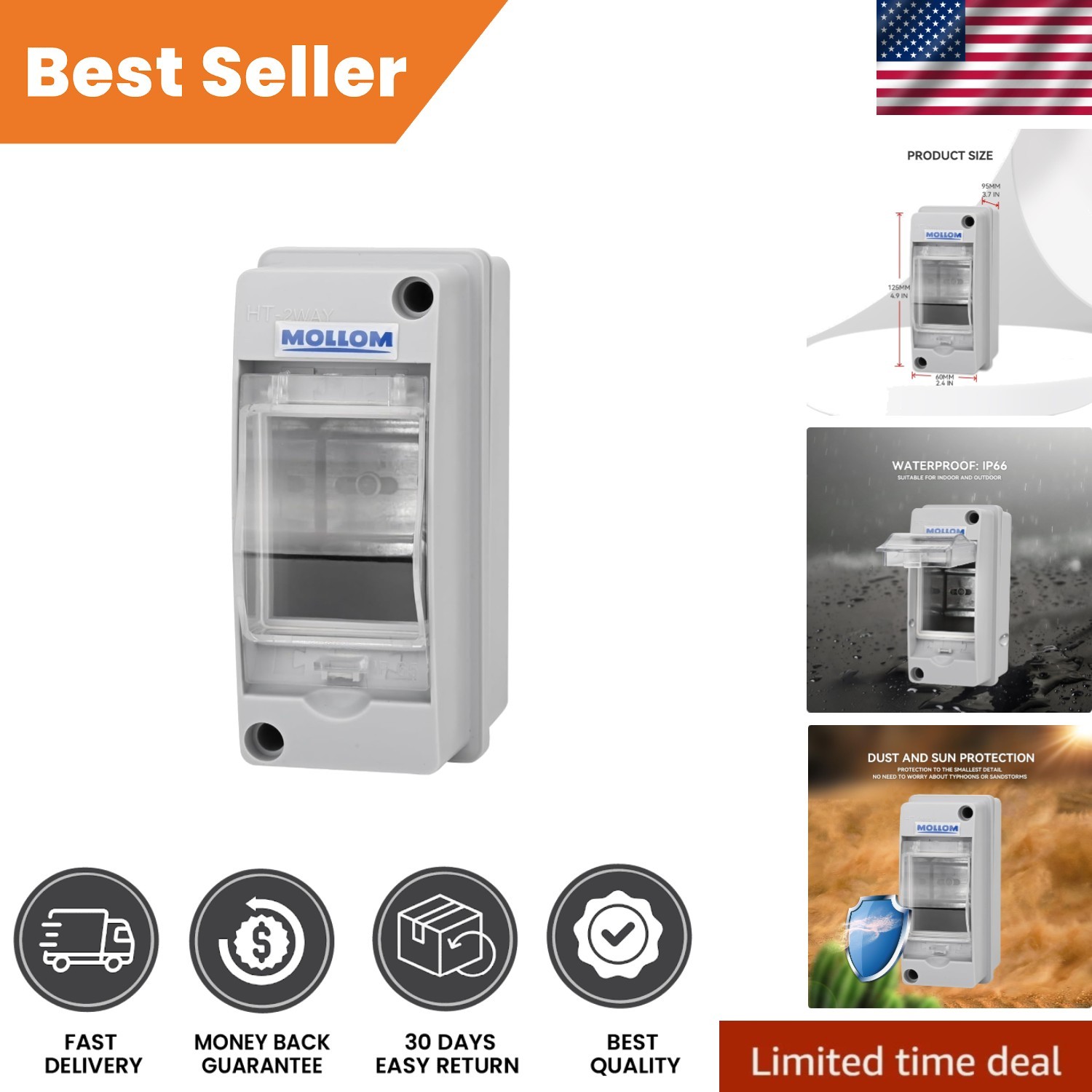 Advanced 2 Way Waterproof Circuit Breaker Box – For Home, Workshop, Solar Use