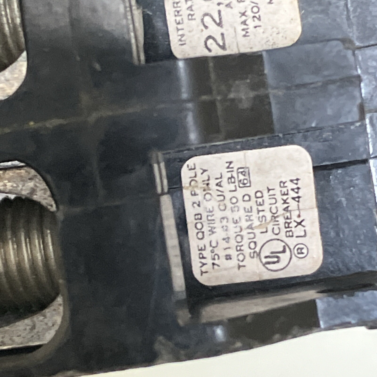 Square D QO250VH1021 Circuit Breaker 50A 2 Pole 22kA 240V nice used.