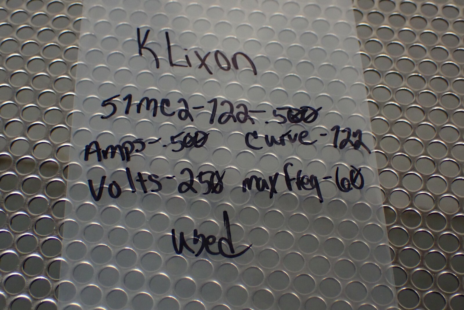 Klixon 51MC2-122-.500 Circuit Breaker .500A Curve 122 250V Max Freq. 60 New