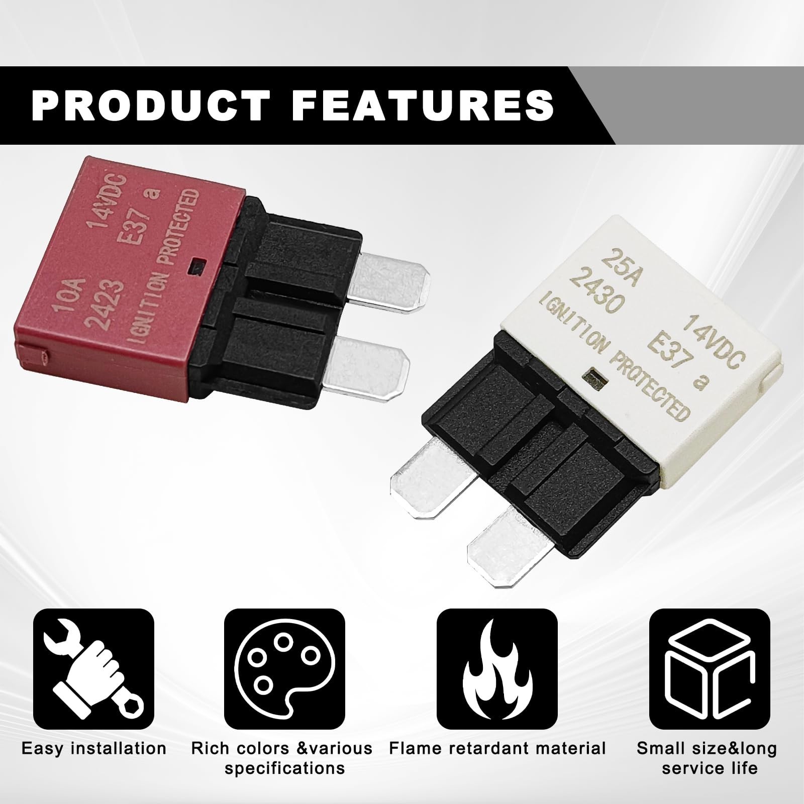 6PCS Manual Reset Low Circuit Breaker Mini Fuses 5A 10A 15A 20A 25A 30A for Car